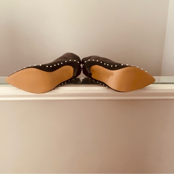 NWT Black pointed toe booty with silver stud edging, stiletto heels - Picture 5 of 7